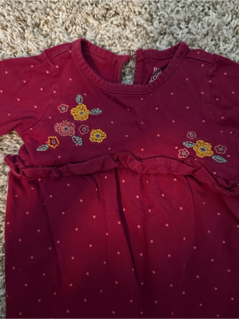 Carter's Burgundy Long-Sleeve bodysuit with Floral Embroidery